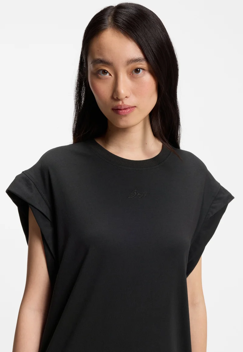 BOSS Black Cap-sleeve jersey dress with logo detail for Women | Best Price UAE