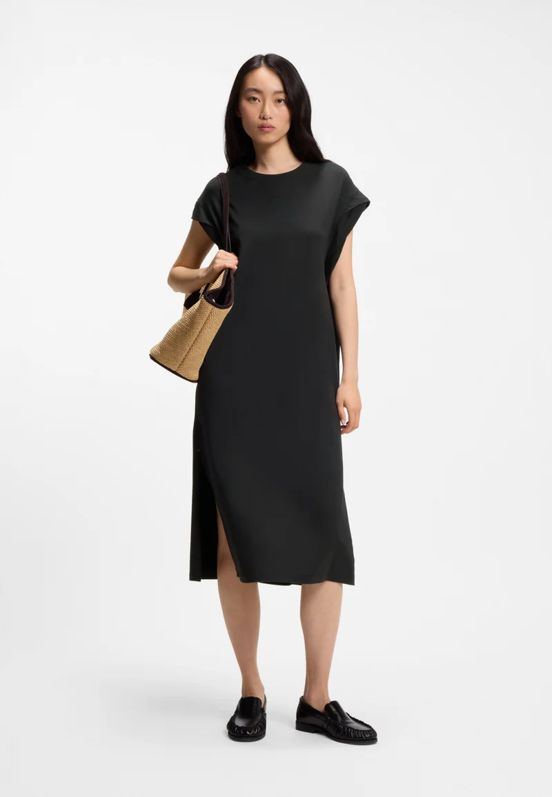 BOSS Black Cap-sleeve jersey dress with logo detail for Women | Best Price UAE