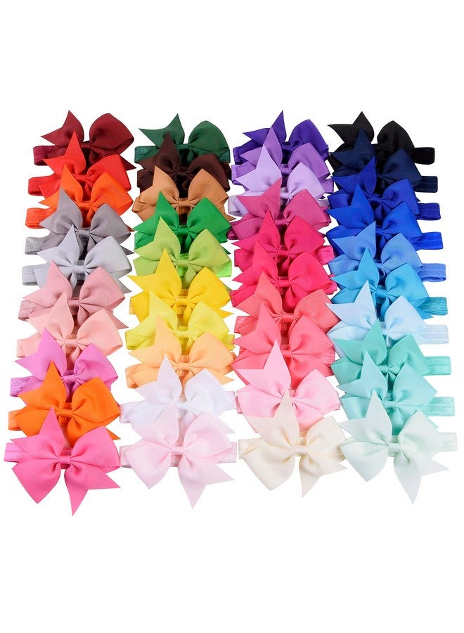 jollybows 40pcs Baby Girls Hair Bows Headbands Grosgrain Ribbon Hair Band Accessories for Infants Newborn Toddler (4In) - Image 1