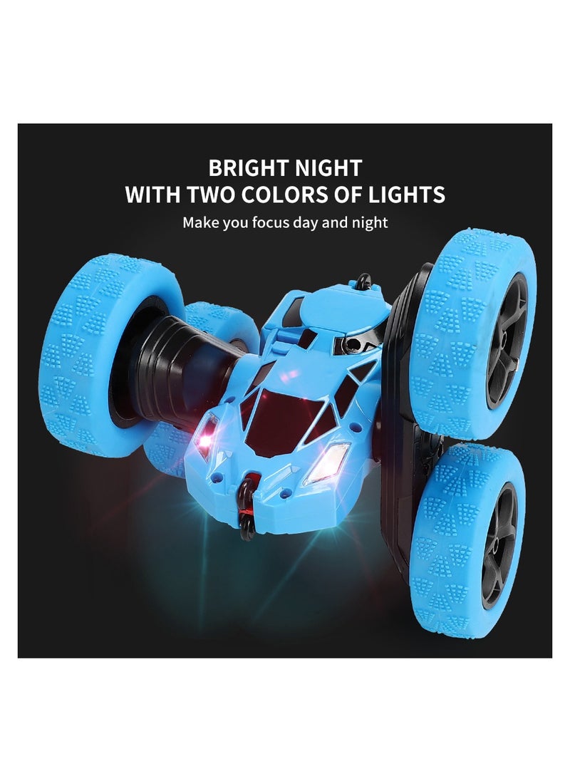 unikbebe 360° Rotating Remote Control Car for Kids - Double Sided 4WD RC Stunt Car with Headlights, 2.4GHz Off-Road Electric Race Toy, Rechargeable Stunt Drifting Car (Blue) for Ages 6+  - Image 2