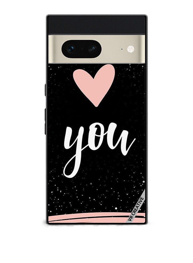 VR CREATIVE Protective Case Cover For Google Pixel 7 Love You Pink Heart Design Multicolour - Image 1