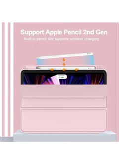 LCYLJGY Cover Case For iPad Pro 11 Inch Case 2022/2021/2020/2018 Gen with Pencil Holder Smart iPad Case Support Touch ID and Auto Wake/Sleep with Auto 2nd Gen Pencil Charging Pink  - Image 3