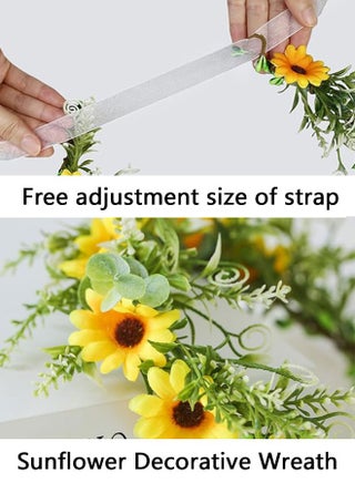 Sunflower Crown Floral Wreath Headband with Ribbon Floral Crown Wedding Festivals Photo Props Headpiece Bride Hair Accessories - view 5