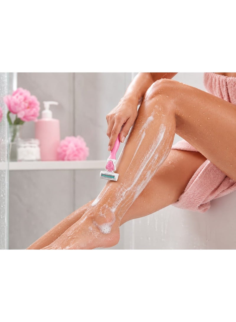 شفرة حلاقة نسائية 6 شفرات مع 3 شفرات غيار – شريط ترطيب بالألوفيرا، رأس متحرك، ومقبض مانع للانزلاق - Image 4