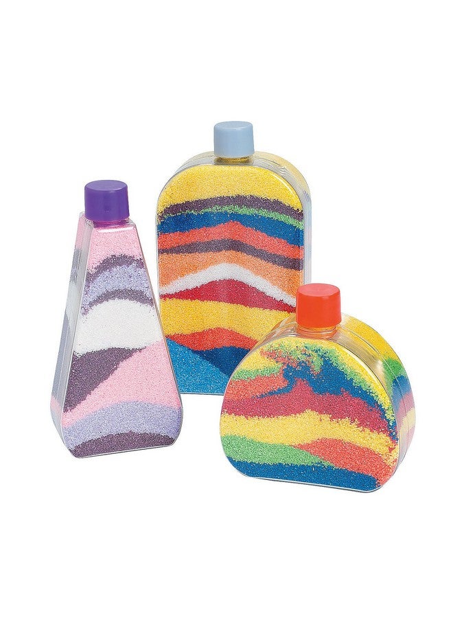 Fun Express زجاجات فن الرمل ذات الجوانب المسطحة - مجموعة من 12، مع قمع - حرف يدوية للأطفال وأنشطة منزلية ممتعة
