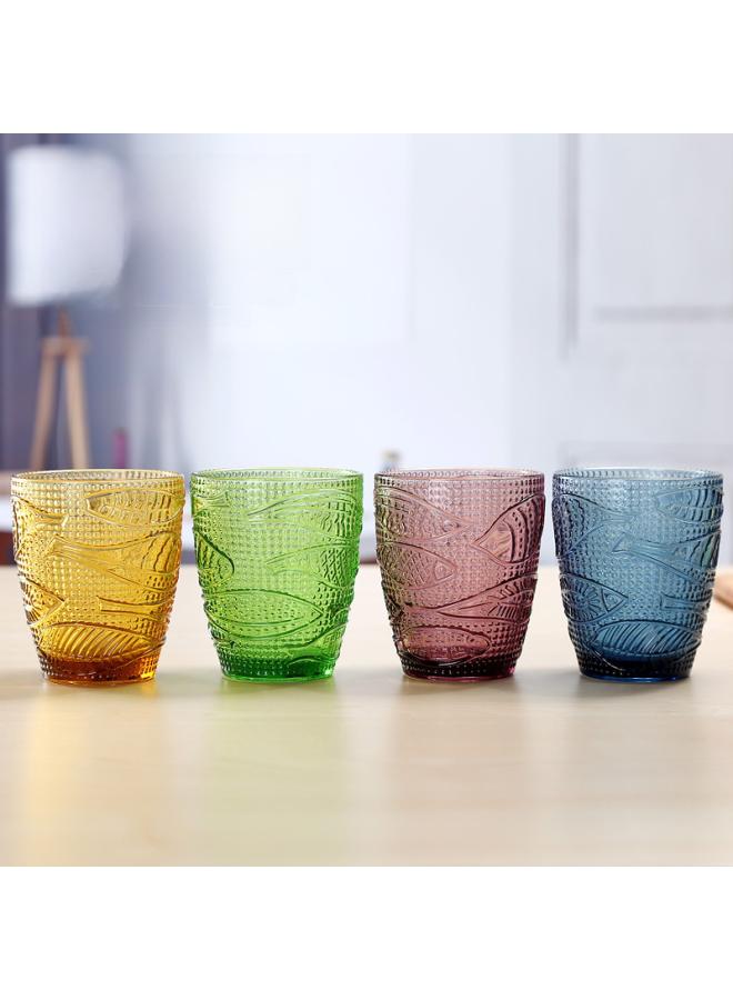 Beauenty Cold Water Cup Home Color Drinking Water Primary Color Glass Coconut Tree Small Fish Wave Point Starfish Four Colors Random Hair 