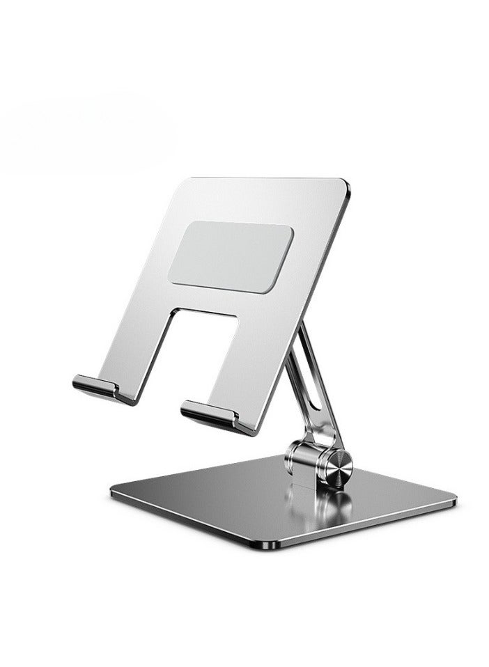 Tablet Stand for iPad with Heavier Base, Heavy Duty Aluminum Foldable Desktop Tablet Dock Compatible with iPad (Sliver) - Image 1
