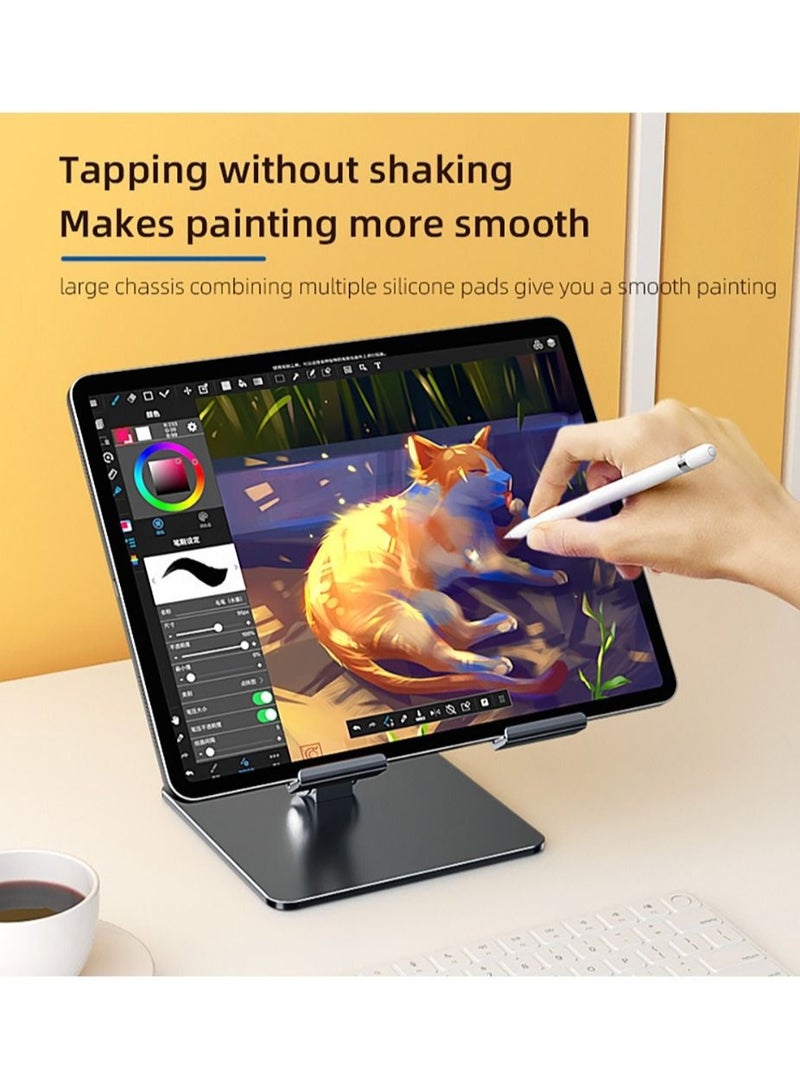 Tablet Stand for iPad with Heavier Base, Heavy Duty Aluminum Foldable Desktop Tablet Dock Compatible with iPad (Sliver) - Image 5