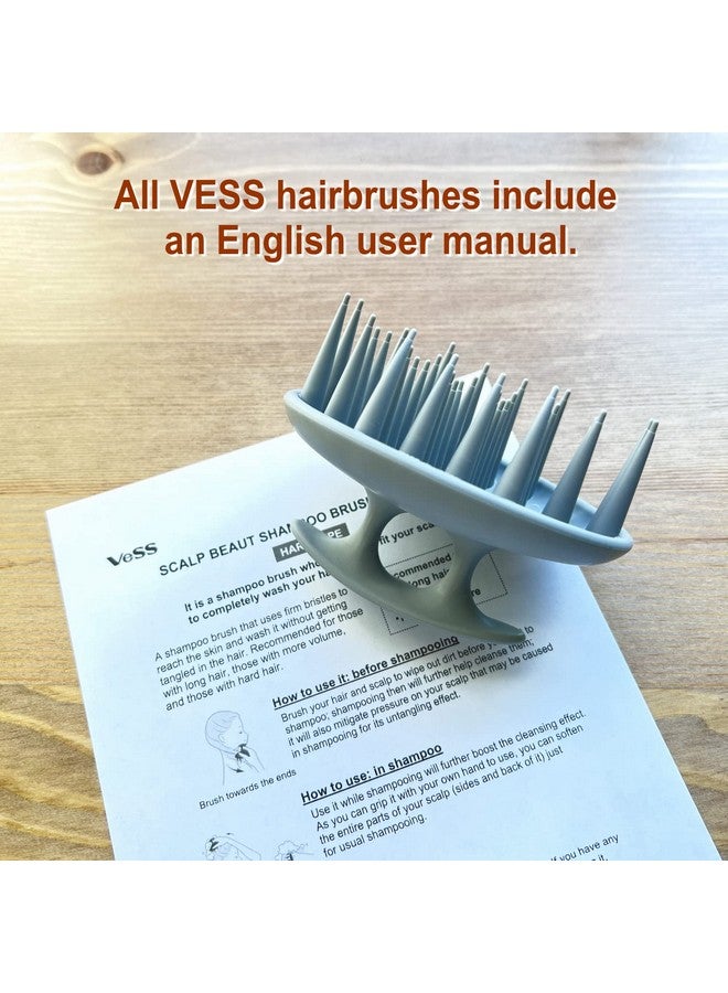 VESS Ess Scalp Beaut Shampoo Brush Relaxing Scalp Brush Wide Width And Uneven Shape For Woman And Men Made In Japan (Hard Type) - Image 4