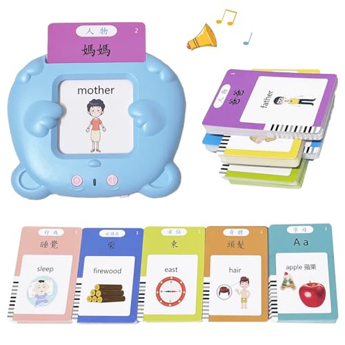 RT&BS RTBS Cantonese Mandarin English Talking Flash Cards Cantonese Flashcards Chinese Cantonese Learning Flashcard Toys Chinese Flash Cards for Kids Easter Gifts for Children 510 Words - Image 1
