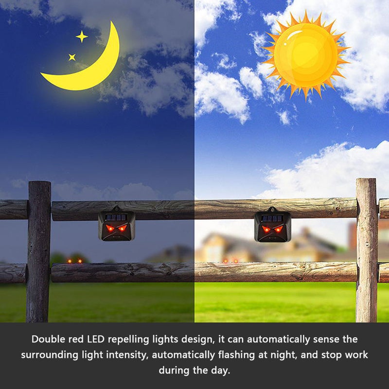Multi-silicon Solar Panel Battery Dual Powered Animals Repeller Dog Bird Repeller Red LED Light Flashing Repellent Deterrent Device - Image 4