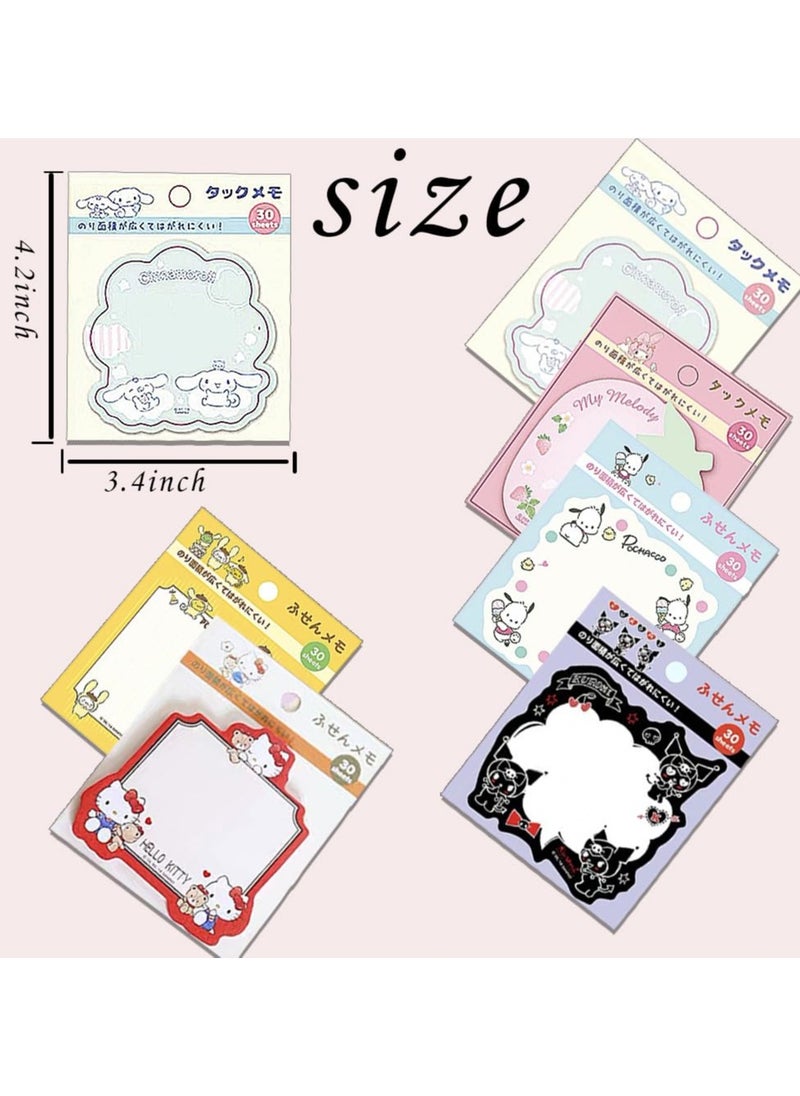 SYOSI - SYOSI 6 Pack Lovely Sticky Notes, 180 Sheets Cartoon Animal Series Personalized Sticky Notes, Kawaii Note Pads for Girls, Kids, Students, Funny School Supplies and Office Supplies (Style-B) - Image 1