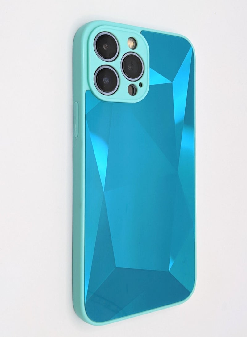 HEXABEX حافظة آيفون 13 برو، غطاء هاتف مرآة ماسية واقية لآيفون 13 برو باللون الأزرق الياقوتي - Image 1