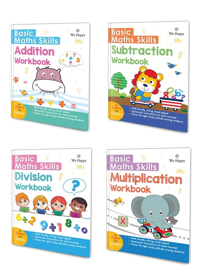 We Happy 4 Pieces Set Basic Math Skills Addition Subtraction Multiplication Division Creative Learning and Education Early Development Toy  - Image 1