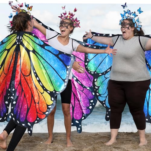 D.Q.Z Double Sided Women Butterfly Wings Costumes for Adults Fairy Festival Dress Up with Headband Halloween Party (Dreamy Blue) - Image 4