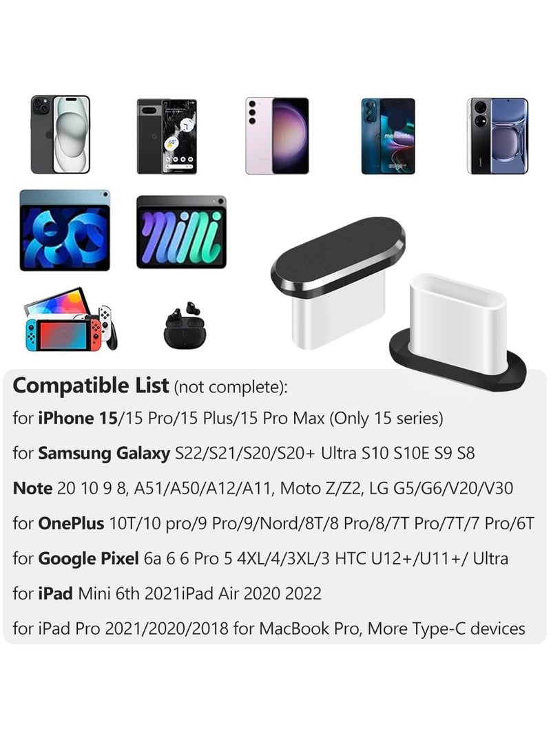 قابس غبار USB C، غطاء حماية لمنفذ الشحن من سبائك الألومنيوم مكون من 4 قطع، متوافق مع سلسلة iPhone 15 وSamsung Galaxy S22/S21/S20 وNote 20/10 وجميع الأجهزة من النوع C - Image 2
