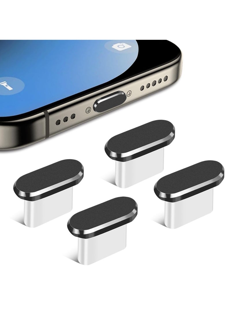 قابس غبار USB C، غطاء حماية لمنفذ الشحن من سبائك الألومنيوم مكون من 4 قطع، متوافق مع سلسلة iPhone 15 وSamsung Galaxy S22/S21/S20 وNote 20/10 وجميع الأجهزة من النوع C - Image 1