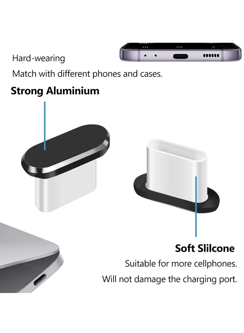 قابس غبار USB C، غطاء حماية لمنفذ الشحن من سبائك الألومنيوم مكون من 4 قطع، متوافق مع سلسلة iPhone 15 وSamsung Galaxy S22/S21/S20 وNote 20/10 وجميع الأجهزة من النوع C - Image 4