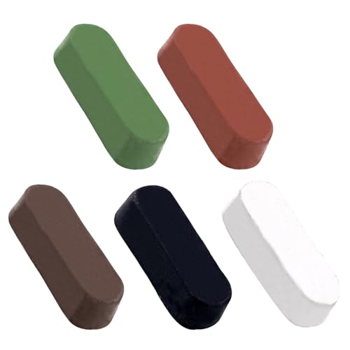Tanstic 5Pcs Polishing Compound Kit Buffing Polishing and Cutting Compound Includes Black Emery Brown Tripoli White Diamond Red Rouge General Green - Image 1
