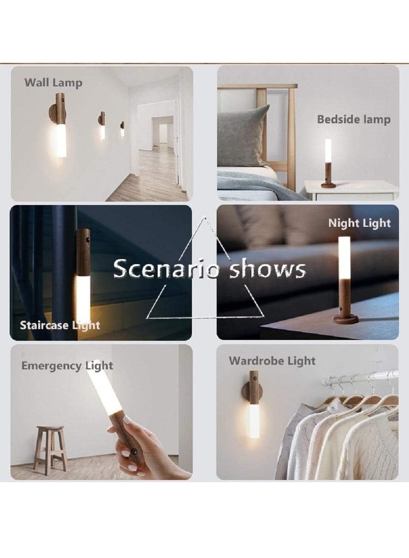 1pc Motion Sensor Night Light Smart LED Light Sensing Distance 4M Hand-held Portable Stick Anywhere for Bedroom Stairway Children Room (Wood) - Image 5