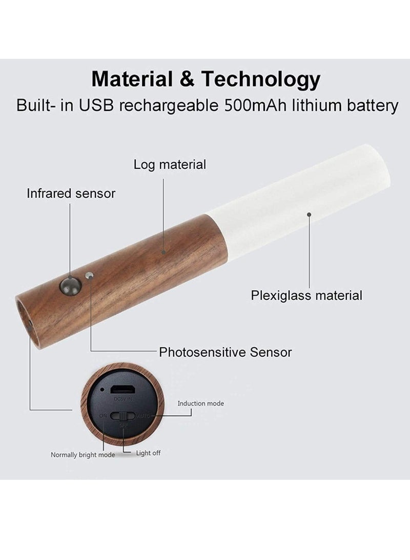 1pc Motion Sensor Night Light Smart LED Light Sensing Distance 4M Hand-held Portable Stick Anywhere for Bedroom Stairway Children Room (Wood) - Image 4