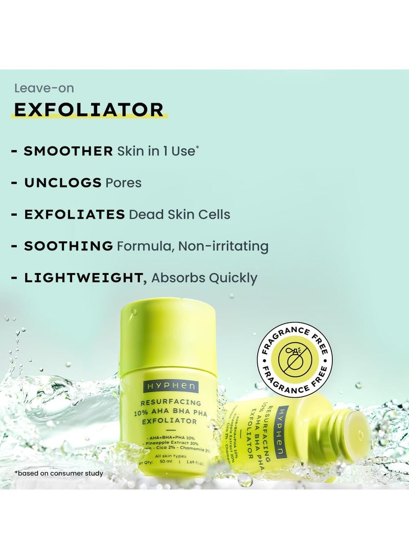 HYPHEN Resurfacing 10% AHA BHA PHA Exfoliator | Instant Exfoliation with 20% Pineapple Extract | Leave-on Serum | Smoothens Texture, Unclogs Pores, Non-irritating - 50ml - Image 2