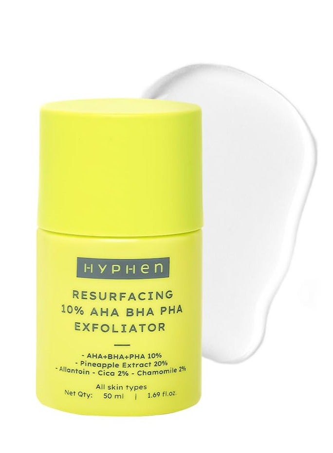 HYPHEN Resurfacing 10% AHA BHA PHA Exfoliator | Instant Exfoliation with 20% Pineapple Extract | Leave-on Serum | Smoothens Texture, Unclogs Pores, Non-irritating - 50ml - Image 1
