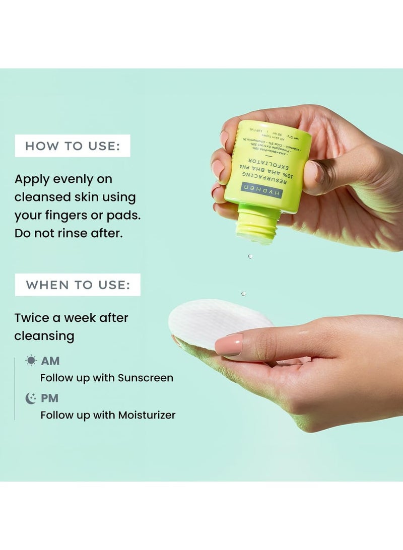 HYPHEN Resurfacing 10% AHA BHA PHA Exfoliator | Instant Exfoliation with 20% Pineapple Extract | Leave-on Serum | Smoothens Texture, Unclogs Pores, Non-irritating - 50ml - Image 5