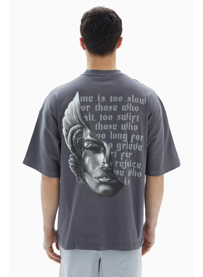 Wecre8 Dark Grey Portrait Printed T-shirt