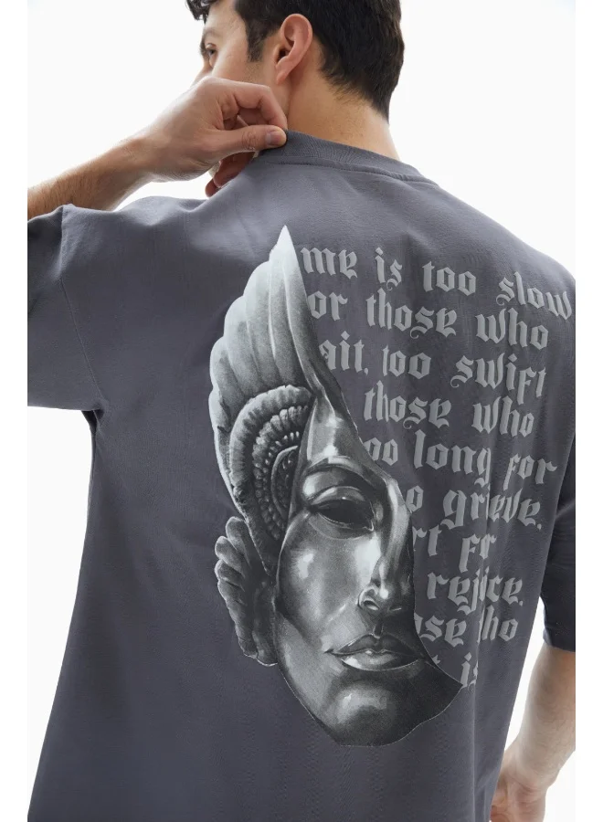 Wecre8 Dark Grey Portrait Printed T-shirt