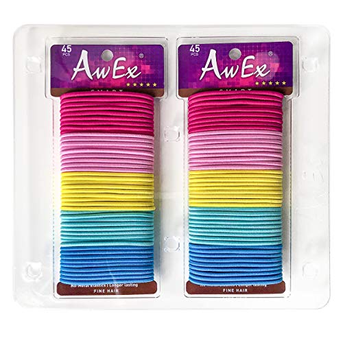 AwEx Colorful Ponytail Holders for THIN Hair,0.12 inch (3 mm) in Thickness,5.5 inches(140 mm) Regular Loop Hair Bands,No Metal Hair Elastics,Hair Ties for FINE Hair - Image 4