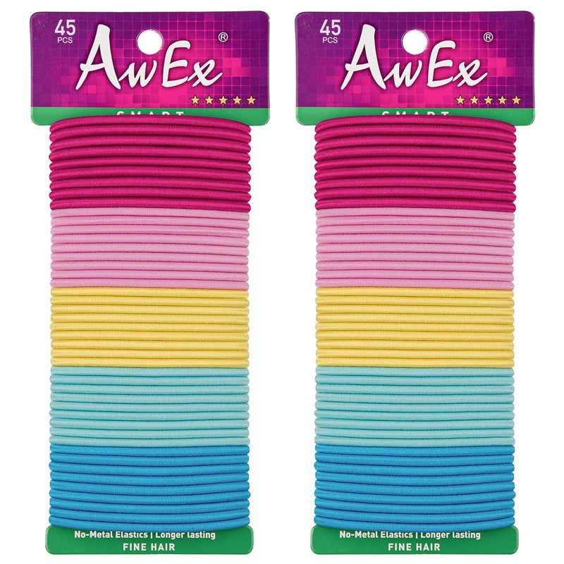AwEx Colorful Ponytail Holders for THIN Hair,0.12 inch (3 mm) in Thickness,5.5 inches(140 mm) Regular Loop Hair Bands,No Metal Hair Elastics,Hair Ties for FINE Hair - Image 3
