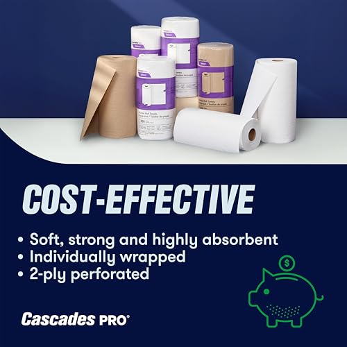 Cascades PRO Select Kitchen Roll Towel - Strong and Absorbent 2-Ply Paper Towels for Kitchens, Breakrooms, Schools, Offices - Recycled, Compostable - 250 Sheets/Roll, 12 Rolls/Box -K250 - White - Image 5
