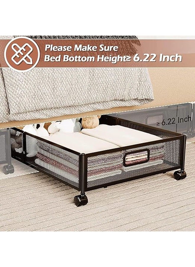 Arabest Under Bed Storage, Under Bed Storage Containers with Wheels and Handles, Foldable Heavy Duty Metal Under Bed Shoe Storage Organizer, Under Bed Storage Drawer for Clothes, Toy (Black)  - Image 4