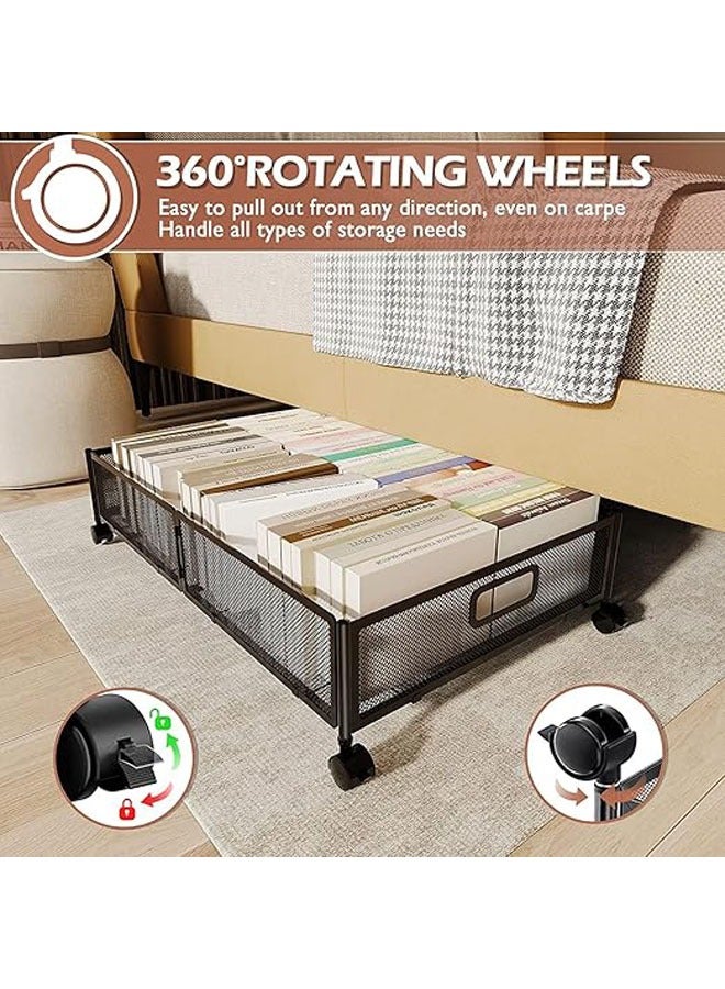 Arabest Under Bed Storage, Under Bed Storage Containers with Wheels and Handles, Foldable Heavy Duty Metal Under Bed Shoe Storage Organizer, Under Bed Storage Drawer for Clothes, Toy (Black)  - Image 5