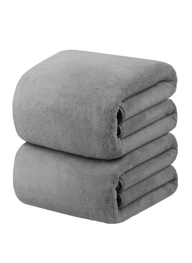 JML Bath Sheet Towels (2 Pack, 35"x70") - Microfiber Hair Towel for Adult Bathroom, SPA, Hotel - Super Soft, Absorbent, Lint Free, Fade Resistant, Grey - Image 1