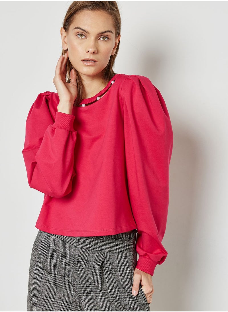 ELLA Pearl Cut Out Neck Sweatshirt  - Image 1