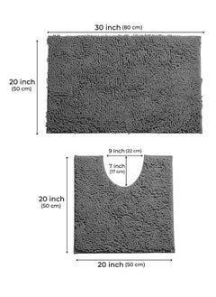 TYCOM Bathroom Rugs Bath Mat, 50x80cm, Non-Slip Fluffy Soft Plush Microfiber Shower Carpet Rug, Machine Washable Quick Dry Ultra Bath Mats for Tub, Bathroom and Shower - Long 2 Packs Dark Grey  - Image 2