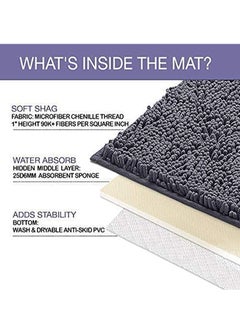 TYCOM Bathroom Rugs Bath Mat, 50x80cm, Non-Slip Fluffy Soft Plush Microfiber Shower Carpet Rug, Machine Washable Quick Dry Ultra Bath Mats for Tub, Bathroom and Shower - Long 2 Packs Dark Grey  - Image 4