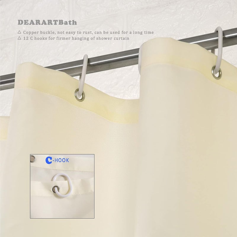 DEARART Bath Light Yellow Shower Curtain Liner for Bathroom, Fabric Shower Curtain Set with Grommet and Hooks, 180cm(L)*150ccm(W) Shower Curtains 100% Waterproof Easy Care Machine Washable - Image 5