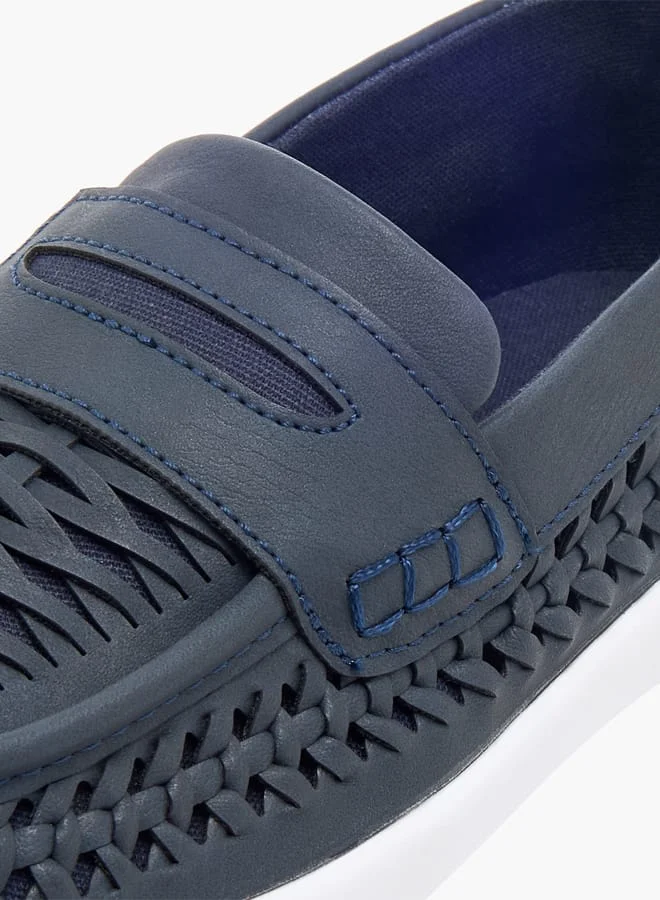Mister Duchini Boys Weave Textured Slip-On Loafers