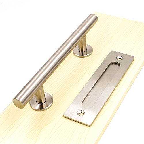 goldenwarm 12 in Sliding Barn Door Handle and Flush Pull Set-7 Inch Hole Centers Brushed Nickel Heavy Duty Hardware Stainless Steel, 1 Pack - Image 3