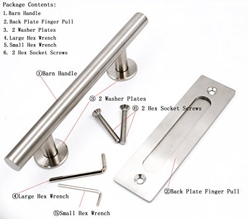 goldenwarm 12 in Sliding Barn Door Handle and Flush Pull Set-7 Inch Hole Centers Brushed Nickel Heavy Duty Hardware Stainless Steel, 1 Pack - Image 5