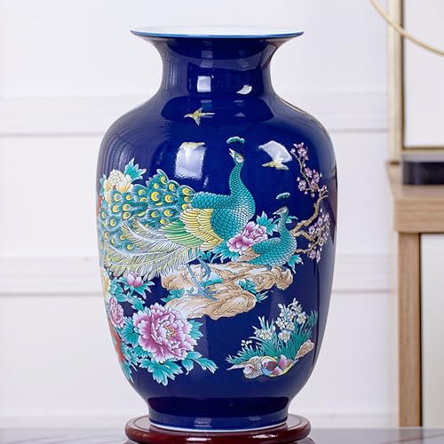 MTME Porcelain Figurines Jingdezhen Peacock Decorative Flower vase Home Decor Wedding Gifts Aesthetic Sculpture Home dcor Blue - Image 1