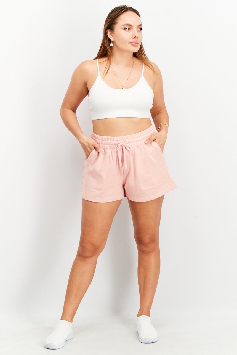 Splendid Women Side Pocket Drawstring Basic Shorts, Pink - Image 3