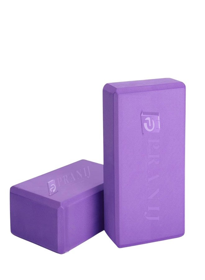 PRANIJ High Density Yoga Block Bricks - Support for Poses & Meditation Set of 2 For Men Women Foaming Pilates Fitness Stretching Aid, Balance, Health, Sports, Gym Exercise - Image 1