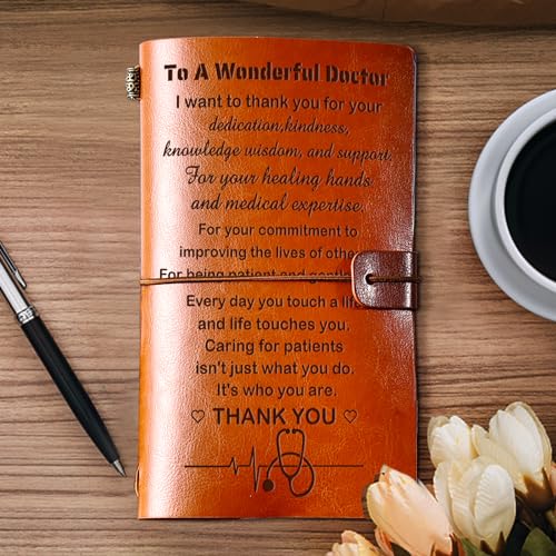 Skexiod Unique Doctor Gifts for Men Women - 140 Page Refillable Leather Journal To A Wonderful Doctor Gifts for Him Her Christmas Thanksgiving Day Birthday Retirement Gifts for Doctor - Image 2