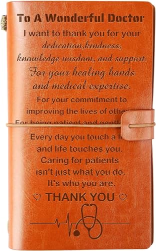 Skexiod Unique Doctor Gifts for Men Women - 140 Page Refillable Leather Journal To A Wonderful Doctor Gifts for Him Her Christmas Thanksgiving Day Birthday Retirement Gifts for Doctor - Image 1