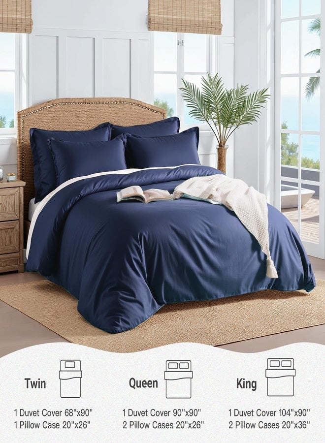 NEXHOME PRO طقم غطاء لحاف مزدوج من نيكس هوم برو، فائق النعومة، 100% فيسكوز من الخيزران، غطاء لحاف واحد وغطاء وسادة واحد، 68 × 90 بوصة، أزرق ياقوتي، اللحاف غير متضمن - Image 3