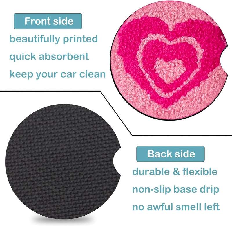 Ldntly Car Coasters for Cup Holders,2 Pack Love Car Cup Holder Coasters,2.75" Universal Size Anti Slip Rubber Mat,Automotive Cup Holder Decal Decor Accessories,Gifts for Her Wife Birthday Anniversary - Image 3